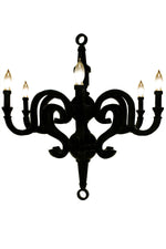 Benzara Resin Constructed Chandelier with Six Light Holders, Large, Black
