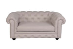 Benzara Fabric Upholstered Wooden Kids Sofa with Button Tufting, Beige