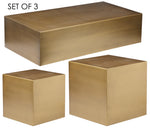 Benzara Metal Constructed Coffee Table with Two Side Tables, Gold, Set of 3