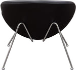 Benzara Modern Leatherette Upholstered Accent Chair with Angled Metal Legs, Set of 2, Black and Silver
