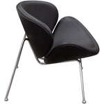 Benzara Modern Leatherette Upholstered Accent Chair with Angled Metal Legs, Set of 2, Black and Silver