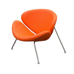 Benzara Modern Leatherette Upholstered Accent Chair with Angled Metal Legs, Set of 2, Orange and Silver