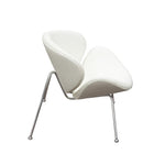 Benzara Modern Leatherette Upholstered Accent Chair with Angled Metal Legs, Set of 2, White and Silver