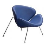 Benzara Modern Leatherette Upholstered Accent Chair with Angled Metal Legs, Set of 2, Blue and Silver