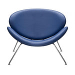 Benzara Modern Leatherette Upholstered Accent Chair with Angled Metal Legs, Set of 2, Blue and Silver