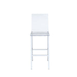 Benzara Metal Base Bar Chairs with Acrylic Seat and Back,Set of 2, White and Clear