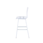 Benzara Metal Base Bar Chairs with Acrylic Seat and Back,Set of 2, White and Clear
