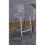 Benzara Metal Base Bar Chairs with Acrylic Seat and Back,Set of 2, White and Clear
