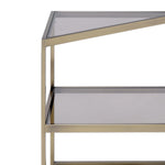 Benzara Modern Style Two Tiered Metal and Glass End Table, Gold and Clear