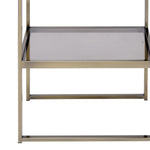 Benzara Modern Style Two Tiered Metal and Glass End Table, Gold and Clear