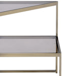 Benzara Modern Style Two Tiered Metal and Glass End Table, Gold and Clear