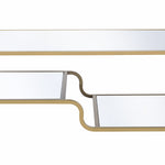 Benzara Metal Frame Mirrored Coffee Table with Tiered Shelves, Gold and Silver