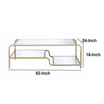 Benzara Metal Frame Mirrored Coffee Table with Tiered Shelves, Gold and Silver