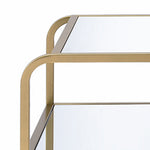 Benzara 23 Inch 2 Tier Metal Frame Mirrored End Table, Gold and Silver