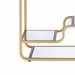 Benzara 31 Inch Metal Frame Mirrored Sofa Table, Gold and Silver