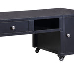 Benzara Rectangular Convertible Coffee Table with Spacious Storage and Castors, Black