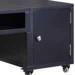 Benzara Rectangular Convertible Coffee Table with Spacious Storage and Castors, Black