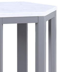 Benzara Hexagonal Shape Wooden End Table with Marble Top, Pack of Two, White and Silver