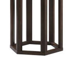 Benzara 20 Inch Hexagonal Wooden End Table with Marble Top, Brown