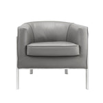 Benzara Leatherette Accent Chair with Metal Legs, Gray and Silver