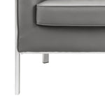 Benzara Leatherette Accent Chair with Metal Legs, Gray and Silver