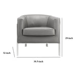 Benzara Leatherette Accent Chair with Metal Legs, Gray and Silver