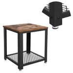 Benzara Metal Frame End Table with Wooden Top and Wide Mesh Bottom Shelf, Brown and Black