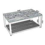 Benzara Metal Frame Coffee Table with Wooden Top and Mesh Bottom Shelf, Brown and Black