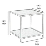 Benzara Metal Frame End Table with Wooden Top and Bottom Shelf, Brown and Black