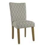 Benzara Geometric Patterned Fabric Upholstered Wooden Dining Chairs, Gray and White,
