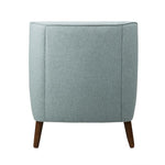 Benzara Button Tufted Fabric Upholstered Wooden Accent Chair with Slanted Legs, Blue and Brown
