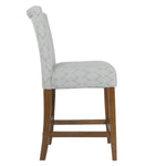 Benzara Textured Fabric Upholstered Wooden Counter Stool with Backrest, Gray and Brown
