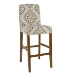 Benzara Fabric Upholstered Wooden Barstool In Traditional Stripe Patterns, Multicolor
