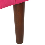 Benzara Velvet Upholstered Wooden Bench with Tapered Legs and Track Armrest, Pink and Brown
