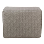 Benzara Chevron Pattern Fabric Upholstered Wooden Ottoman with Lift Top Storage, Gray and Brown