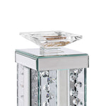 Benzara Wood and Glass Candle Holder with Faux Crystal Studs, Clear, , Large