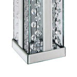 Benzara Wood and Glass Candle Holder with Faux Crystal Studs, Clear, , Large