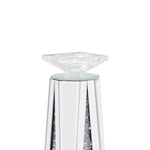 Benzara Wood and Glass Candle Holder with Faux Crystal Inserts, Clear, , Small