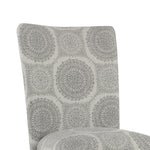 Benzara Medallion Pattern Fabric Upholstered Parsons Chair with Wooden Legs, Gray and Brown,