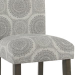 Benzara Medallion Pattern Fabric Upholstered Parsons Chair with Wooden Legs, Gray and Brown,
