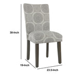 Benzara Medallion Pattern Fabric Upholstered Parsons Chair with Wooden Legs, Gray and Brown,