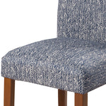 Benzara Textured Fabric Upholstered Parson Dining Chair with Wooden Legs, Blue and Brown,