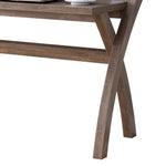 Benzara Multifunctional Wooden Desk with Electric Outlet and Trestle Base, Brown