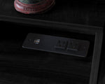 Benzara Multifunctional Wooden Desk with Electric Outlet and Trestle Base, Black