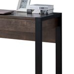 Benzara Rectangular Wooden Desk with Electric Outlet and Sled Leg Support, Black and Brown