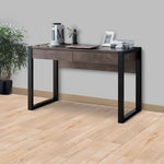 Benzara Rectangular Wooden Desk with Electric Outlet and Sled Leg Support, Black and Brown