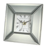 Benzara Beveled Glass Clock with Roman Numerals and Wooden Base, Clear and White