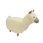 Benzara Grass Mud Horse Shape Wooden Storage Ottoman with Fabric Upholstery, Cream and Brown