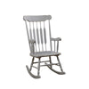 Benzara Classic Cottage Style Wooden Rocking Chair with Lath Back Design, Pale Gray
