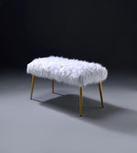 Benzara BM196715 Faux Fur Bench with AngLed Metal Legs